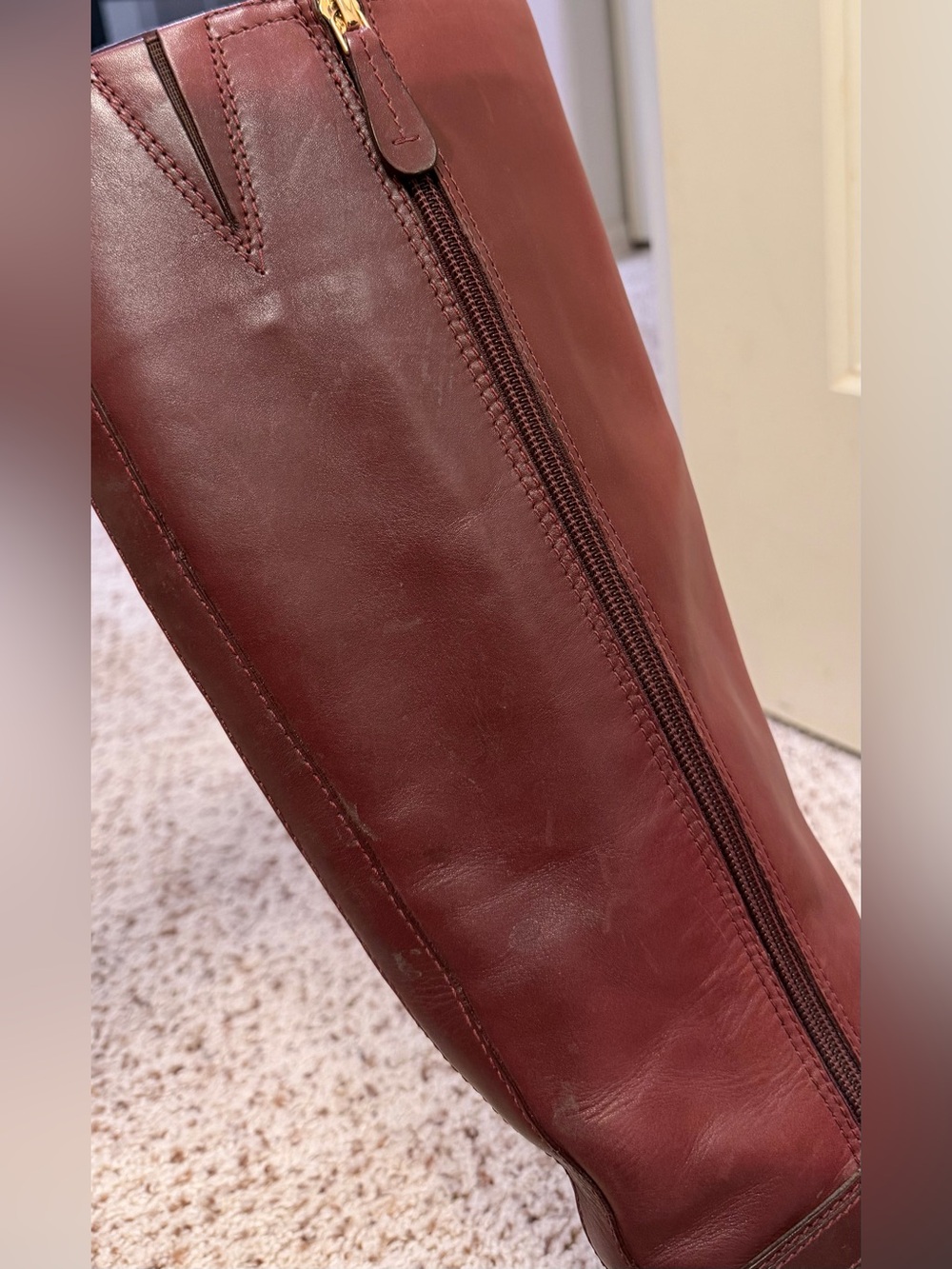 Tory Burch Leather Riding/Knee High Boots in Maroon/Red Leather, Size 8 - Picture 7 of 12